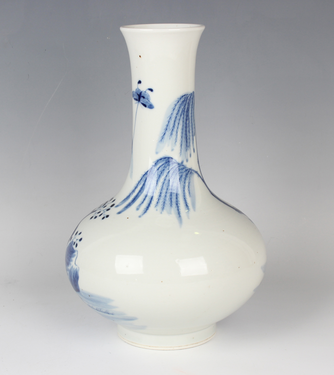 A Chinese blue and white porcelain bottle vase, mark of Qianlong but probably 20th century or later, - Image 7 of 8