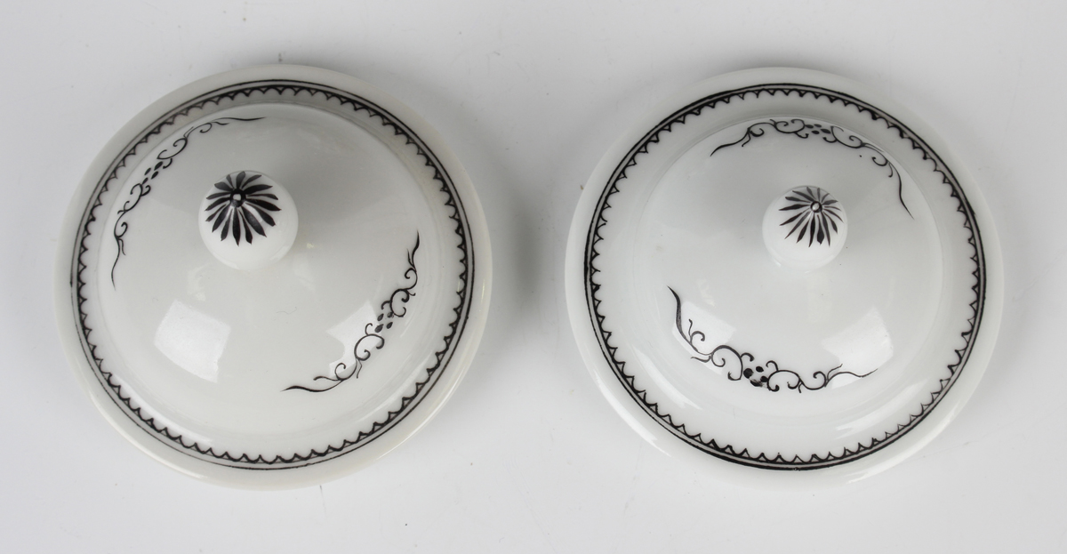 A pair of Chinese famille rose porcelain jars and covers, 20th century, each ovoid body painted with - Image 9 of 14