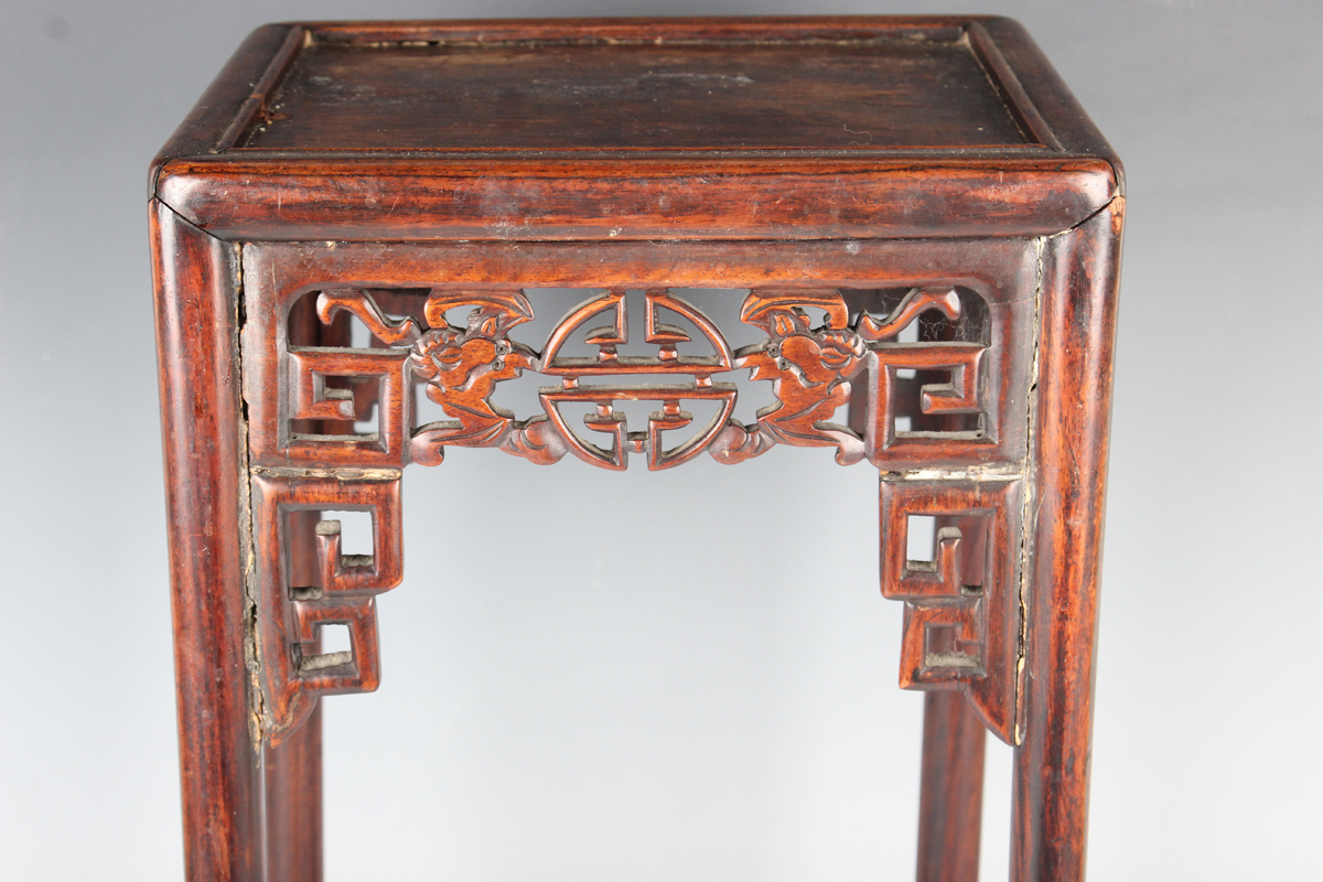 A Chinese hardwood quartetto nest of occasional tables, late Qing dynasty, each rectangular panelled - Image 6 of 22
