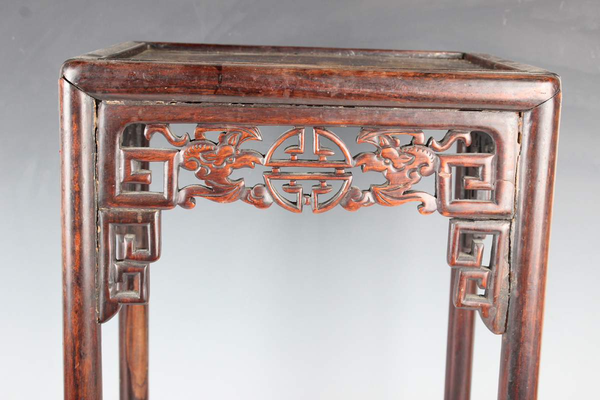 A Chinese hardwood quartetto nest of occasional tables, late Qing dynasty, each rectangular panelled - Image 10 of 22