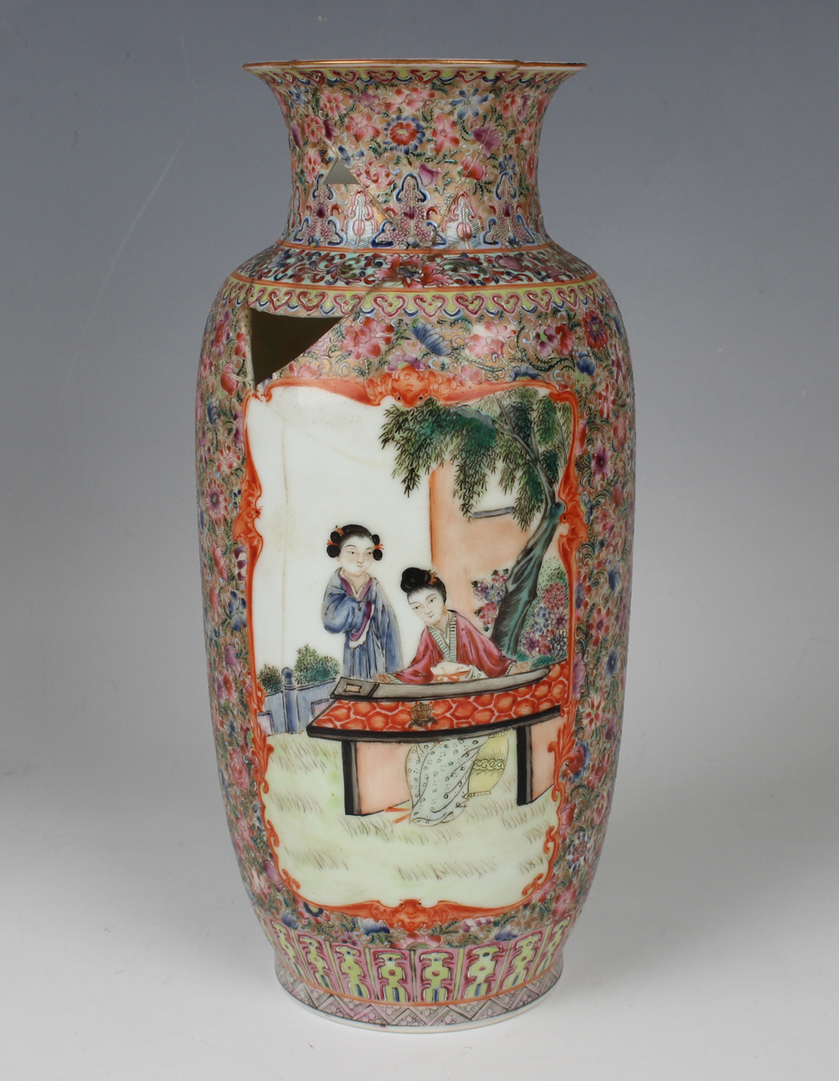 A Chinese iron red decorated porcelain vase, mark and period of Daoguang, the ovoid body painted - Image 11 of 21