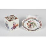A Chinese famille rose porcelain incense burner cover, late Qing dynasty, of cube form, the top with