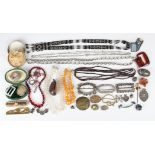 A small collection of jewellery, including a two row choker necklace of faceted rock crystal beads