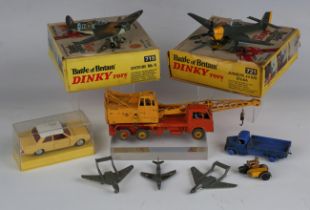 A small collection of Dinky Toys models, comprising No. 719 Spitfire MK11, No. 721 Stuka, No. 17m