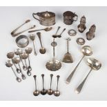 A group of silver items, including a sauce ladle, London 1908 by Charles & George Asprey, a Scottish