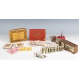 A small collection of toys and games, including Lotts Bricks, Anchor Blocks, bezique, The