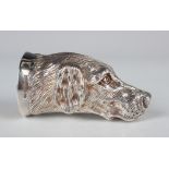 An Elizabeth II silver stirrup cup, modelled as a hound's head, finely cast and realistically