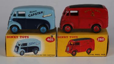 A Dinky Toys No. 465 Morris commercial van 'Capstan' and a No. 260 Morris van 'Royal Mail', both