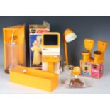 A good collection of Palitoy Sindy items, including furniture, a Tele Sindy Studio, a super home,