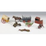 A collection Britains lead garden series items, including plants and plant beds, and a small