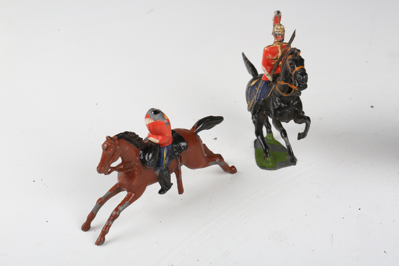 A collection of lead figures, including Highland 'plug head' soldiers and Life Guards, together with - Image 2 of 14