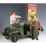 A collection of Palitoy Action Man figures and accessories, including a soldier, a Red Devil figure,