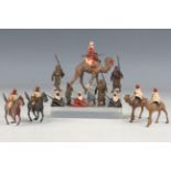A small collection of Britains lead figures of Arabs, comprising five riding horses, three riding
