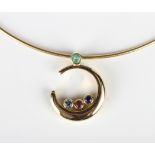 A Catherine Best gold, sapphire and varicoloured gemstone Cradle of Love pendant necklace, the