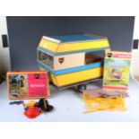 A collection of Palitoy Sindy items, including a Range Rover car, a caravan, stables, barbecues, a
