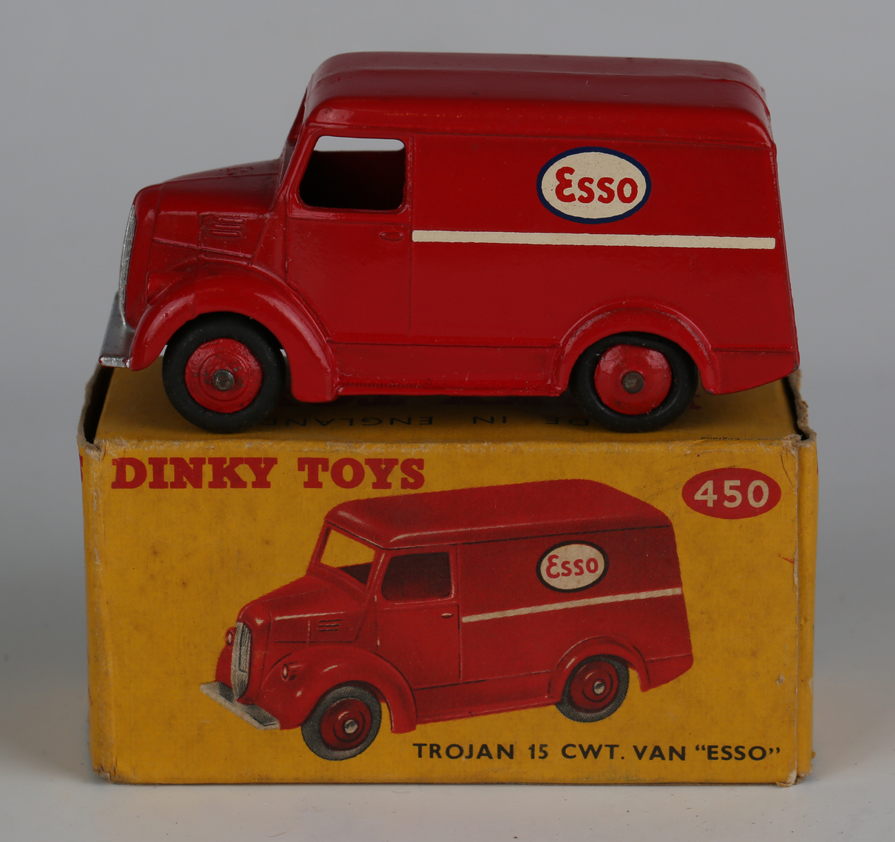 Five Dinky Toys Trojan vans, comprising No. 450 'Esso', No. 451 'Dunlop', No. 454 'Cydrax', No. - Image 7 of 7