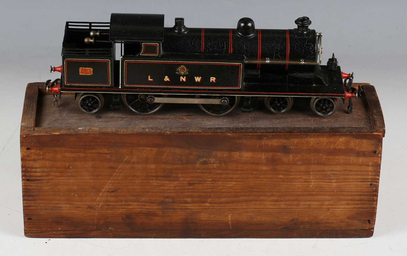 A Bing for Bassett-Lowke gauge O clockwork Precursor tank locomotive 44, L&NWR lined black (crazing, - Image 6 of 8