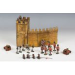 A collection of lead figures, including Highland 'plug head' soldiers and Life Guards, together with