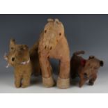 Five early/mid-20th century soft toys, comprising a Merrythought horse, height 37cm, a recumbent