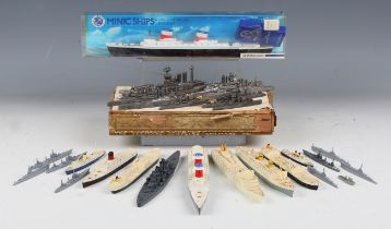 A small collection of Tri-ang ships, including M.704 SS United States and M706 SS Nieuw Amsterdam,
