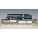 A Wrenn gauge OO/HO W2267 Merchant Navy Class locomotive 35026 'Lamport & Holt' and tender, BR blue,