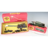 A small collection of Hornby Dublo two-rail items, including a 2-6-4 tank locomotive, parts from a