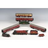 A collection of Tri-ang Railways TT gauge items, including a locomotive 'Clan Line' and tender, a