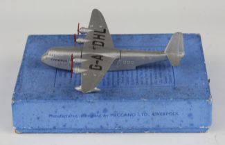 A pre-war Dinky Toys No. 60r Empire Flying Boat Canopus within a No. 60r Cambria box (fatigue, box