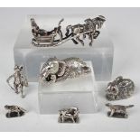 An early 20th century late Victorian silver model of a single horse-drawn troika, import mark