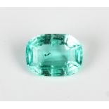 An unmounted step cut emerald, dimensions approx 0.90mm x 5.15mm x 3.05mm.Buyer’s Premium 29.4% (