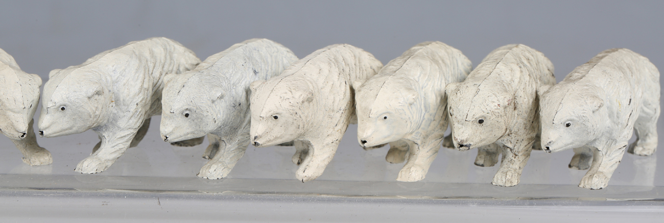 Fifty-five Crescent Toys lead figures of walking polar bear cubs (some damage and paint chips). - Image 7 of 7