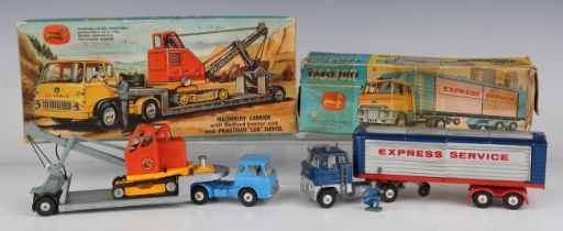A Corgi Toys Gift Set No. 27 machinery carrier with Bedford tractor and Priestman Cub shovel,