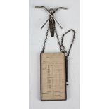 A late Victorian silver golfer's scoring card châtelaine, the hook mounted with two crossed golf