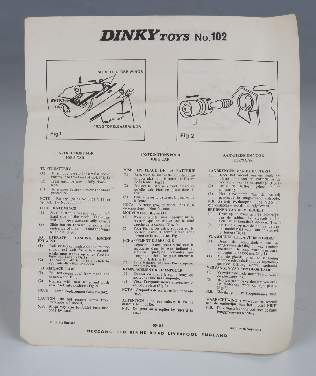 A Dinky Toys No. 102 Joe's Car, boxed with diorama, polystyrene stand and instructions (box - Image 2 of 11