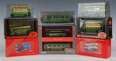 Five Corgi Original Omnibus Southdown buses and coaches, including a Code 3 promotional model 'The