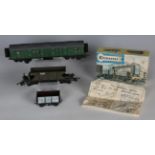 A good collection of gauge OO metal and plastic-bodied wagons and parts (playwear and faults).