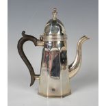 An Edwardian silver tapering octagonal coffee pot, Chester 1902 by George Nathan & Ridley Hayes,