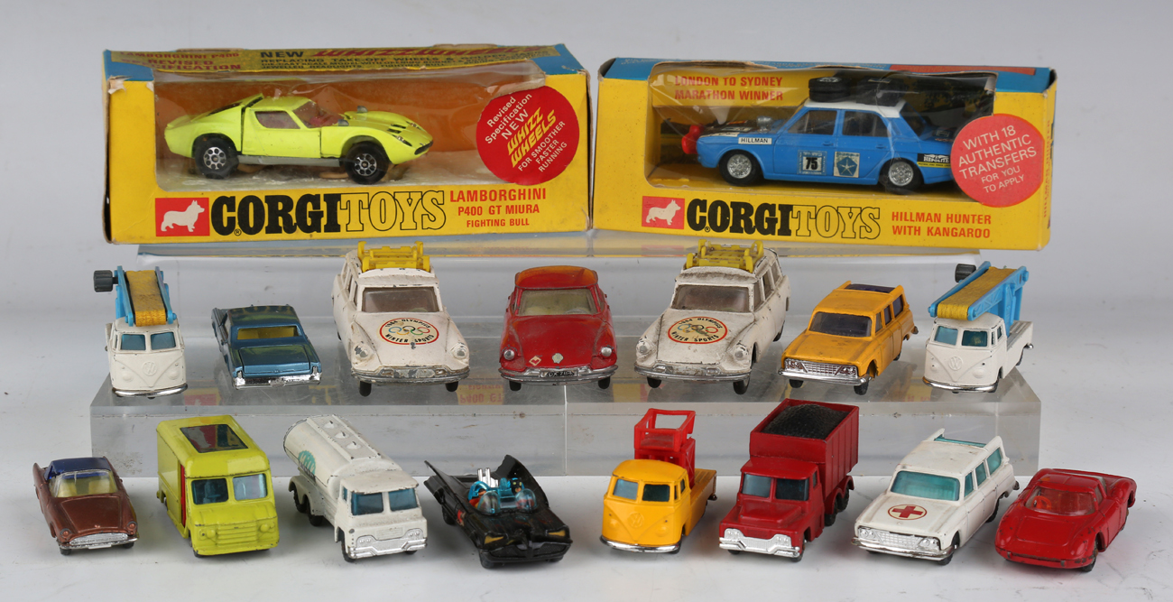 A Corgi Toys No. 302 Hillman Hunter, within a window box (lacking kangaroo, box creased, window