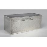 A George V silver rectangular trinket box, the engine turned hinged lid within a raised border of