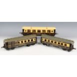 Three Hornby Series gauge O Pullman coaches, comprising No. 2 coach, boxed, 'Alberta' and 'Loraine',