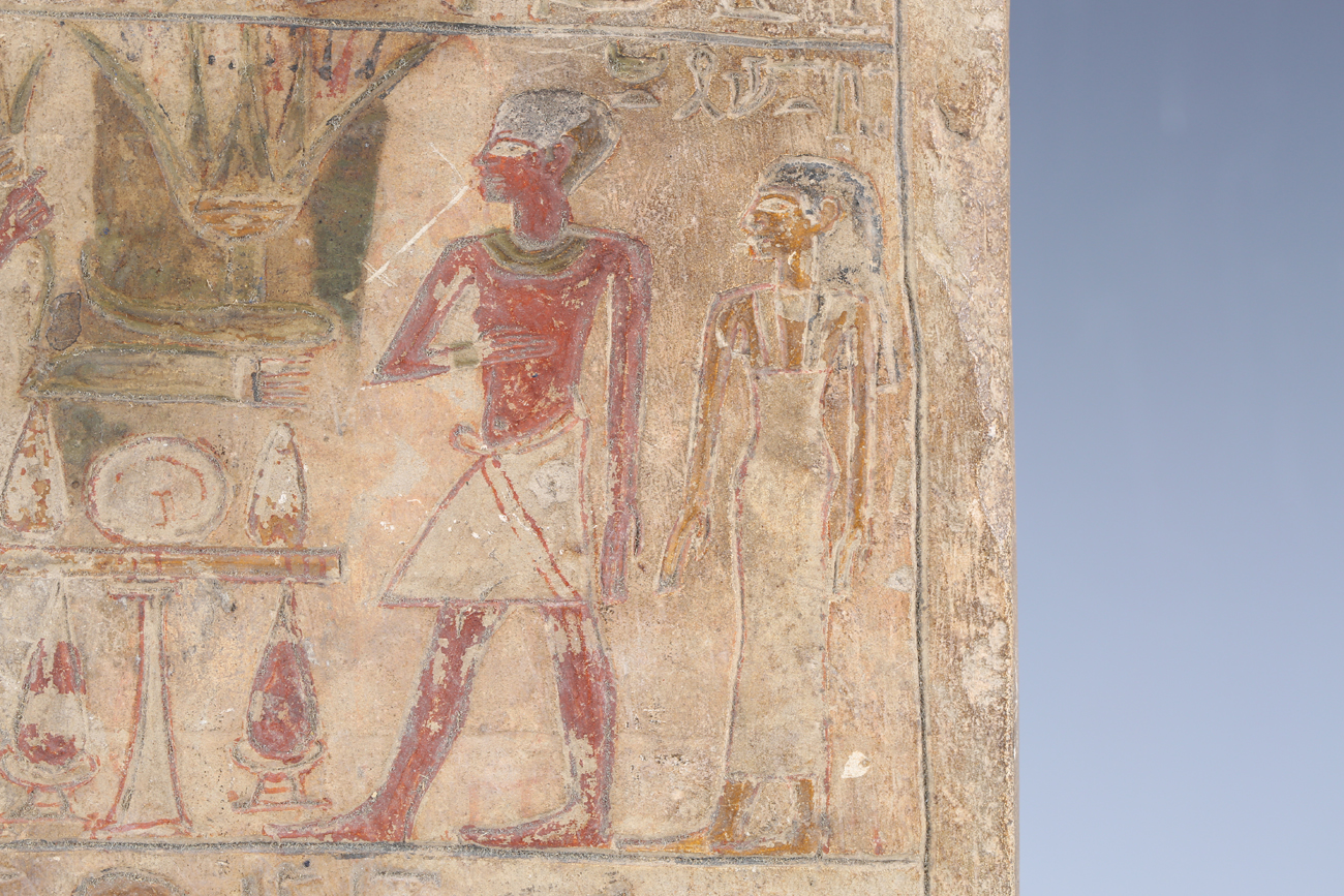 An Egyptian stone stela (grave marker), Middle Kingdom, 1991-1783 BC, the arched rectangular - Image 30 of 40