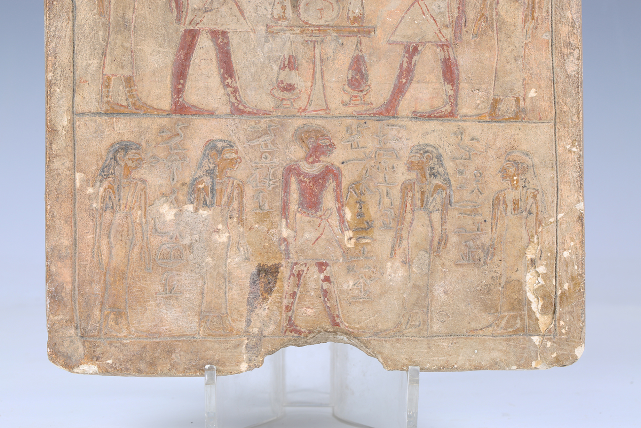 An Egyptian stone stela (grave marker), Middle Kingdom, 1991-1783 BC, the arched rectangular - Image 26 of 40