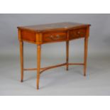 A late 20th century reproduction yew side table with Neoclassical style painted decoration, height