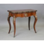 A late 19th century Louis XV style kingwood parquetry and gilt metal mounted fold-over card table,