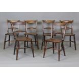 A near set of six 19th century ash and elm bar back kitchen chairs, height 83cm, width 38cm.Buyer’