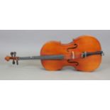 A student's cello, length of back excluding button 65.5cm, another Korean cello and a Stentor