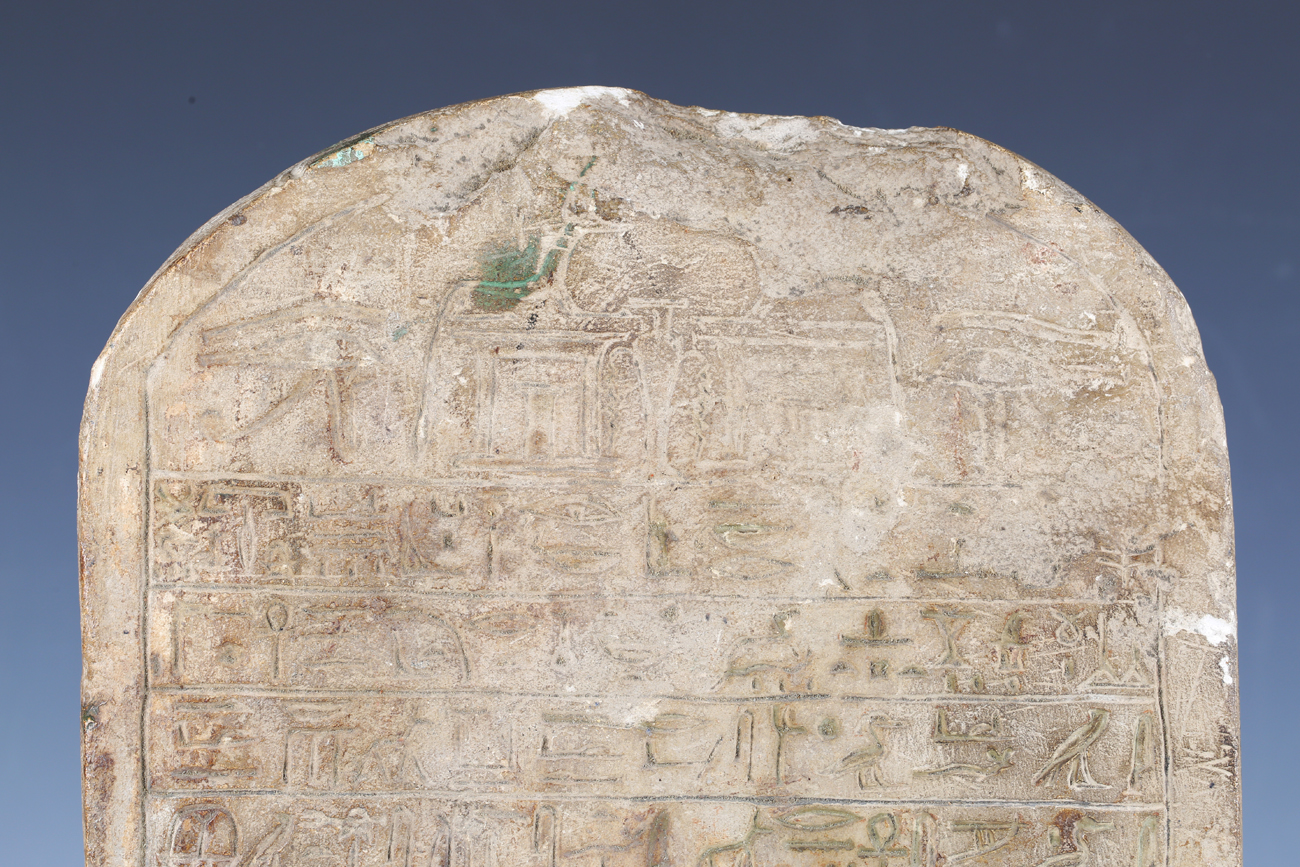 An Egyptian stone stela (grave marker), Middle Kingdom, 1991-1783 BC, the arched rectangular - Image 39 of 40