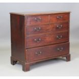 A George III mahogany chest of drawers with original brass handles, height 93.5cm, width 100cm,