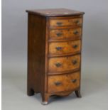 An early 20th century burr walnut bowfront chest of five graduated oak-lined drawers, height 83cm,