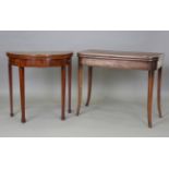 A George IV figured mahogany fold-over tea table with crossbanded borders and boxwood stringing,